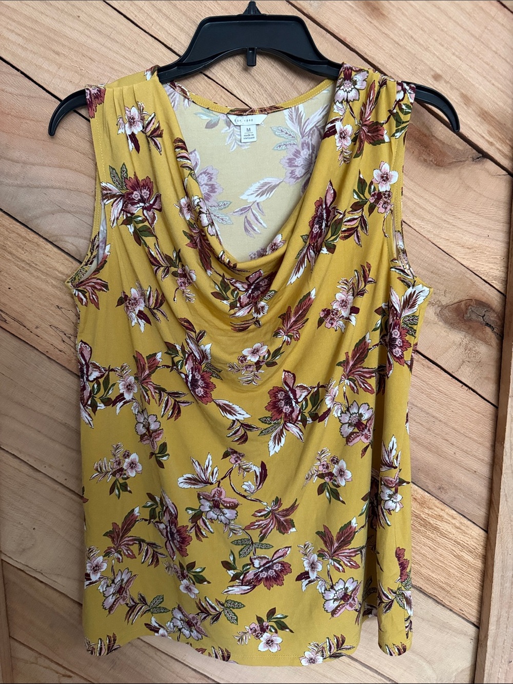Cato Mustard Floral Cowl Neck Sleeveless Top